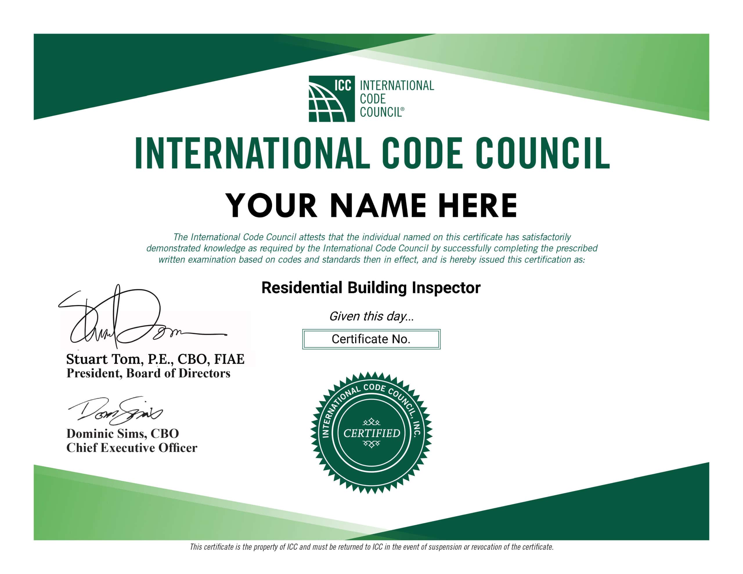 B1 Residential Building Inspector Certification